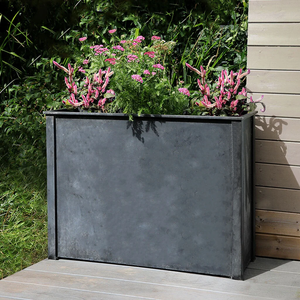 Vintage Zinc Tall Trough Planter - Image 3